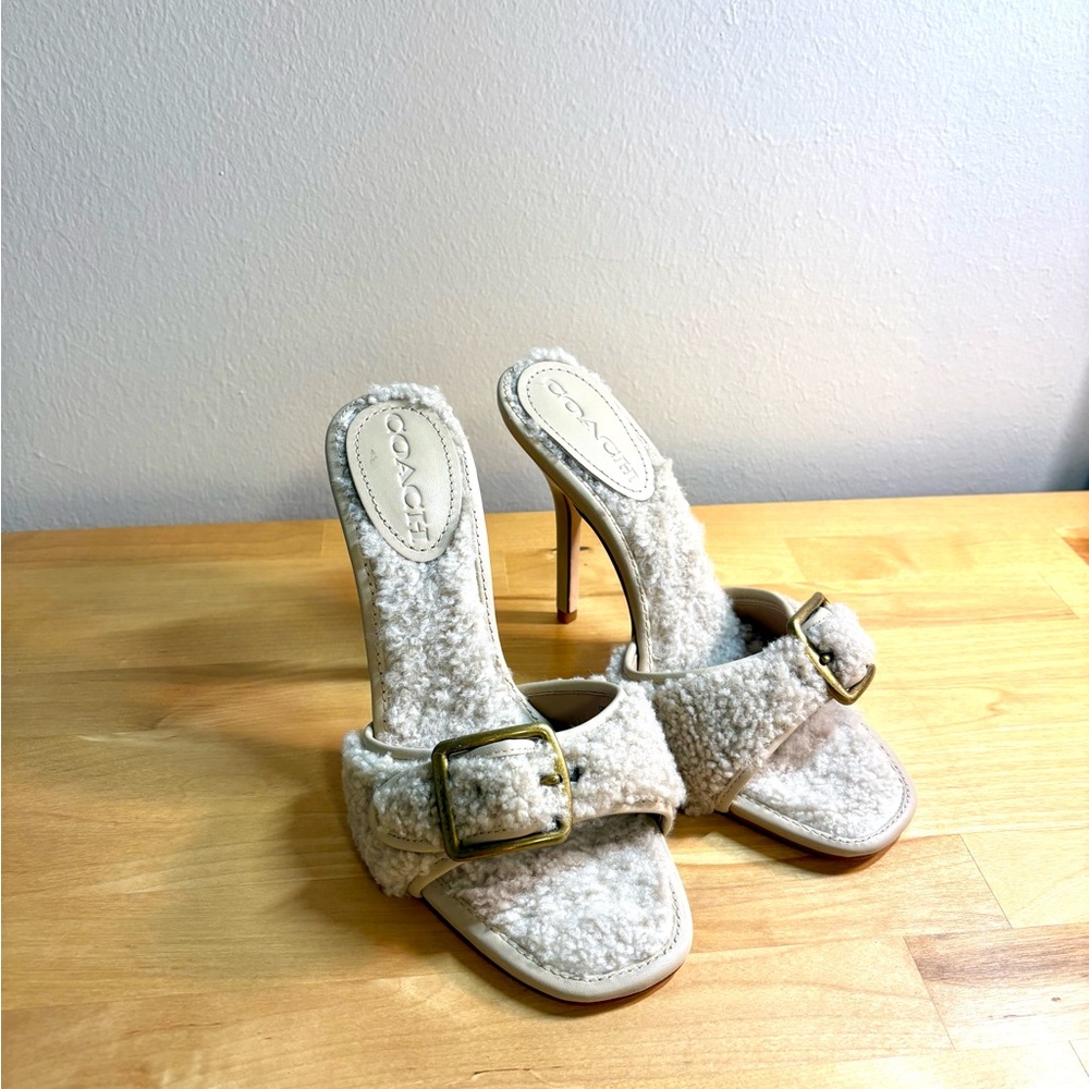 Coach Shearing Buckle Mule High Heel